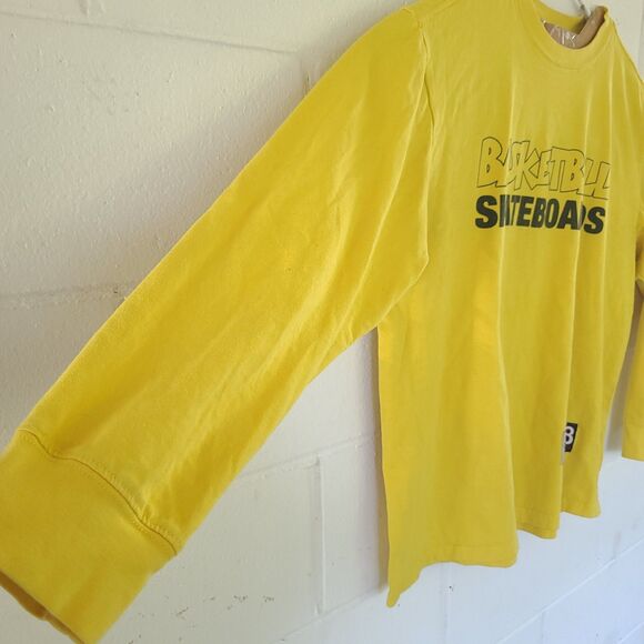 Basketball SkateBoards Mens Sweatshirt Tee Shirt Sz LG Yellow Long Sleeve EUC - Picture 9 of 11
